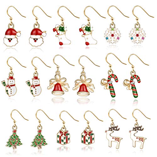 9-20 Pairs Christmas Drop Earrings Set Thanksgiving Xmas Holiday Dangle Earrings Jewelry Set for Womens Girls 9-20 Pairs Christmas Drop Earrings Set Thanksgiving Xmas Holiday Dangle Earrings Jewelry Set for Womens Girls