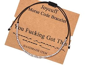 JoycuFF Morse Code Inspirational Encouragement Bracelets for Women Funny Jewelry Gifts for Teen Girls Daughter Sister Best Friend Friendship Adjustable Dainty Silk Beaded Wrap Bracelet