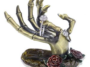 YU FENG Gothic Valentine Rose Skeleton Hand Jewelry Holder Rings Necklaces and Jewellery Accessories Hand Form Display Holders