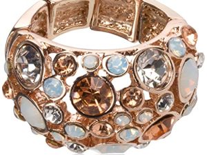 GUESS "Basic" Rose Gold Domed Multi-Stone Adjustable Ring