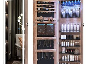 LVSOMT LED Wall/Door Mounted Jewelry Cabinet Armoire
