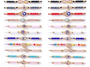 24/12 PCS Evil Eye Bracelets Pack For Women Girls Boys Mexican Braclets Set Protection Amulet Anklets Jewelry Gift