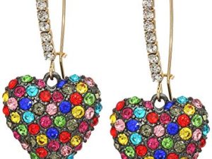 Betsey Johnson Stone Heart Dangle Earrings