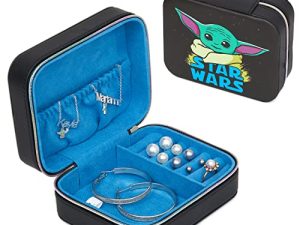 Disney Star Wars Mandalorian Grogu Faux Leather Travel Jewelry Box Organizer