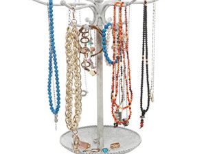 MyGift® White Metal Jewelry Holder Stand