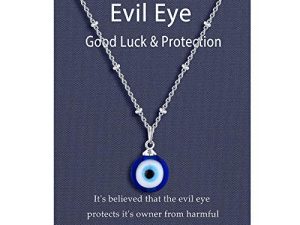 UNGENT THEM Evil Eye Pendant Necklace Third Blue Eyes Amulet Ojo Dainty Necklace for Women Men Girls (Silver/Gold)