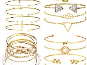 19pcs Multiple Layered Stackable Open Cuff Wrap Bangle Rose gold Gold Bracelets for Women Jewelry Adjustable Bangles for Girls Set Gifts
