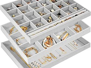ProCase Set of 3 Stackable Jewelry Trays Organizer for Drawers