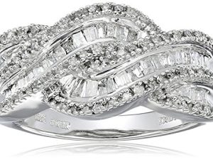 Amazon Collection 10k White Gold and Diamond Twist Ring (1/2 cttw
