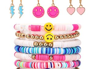 Yowivon Preppy Bracelets Trendy Stuff Y2K Jewelry Cute Colorful Smiley Face Beaded Bracelets for Women Teen Girl Gifts Christmas Birthday