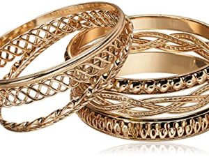 GUESS "Basic" Gold 7 Piece Mixed Bangle Bracelet