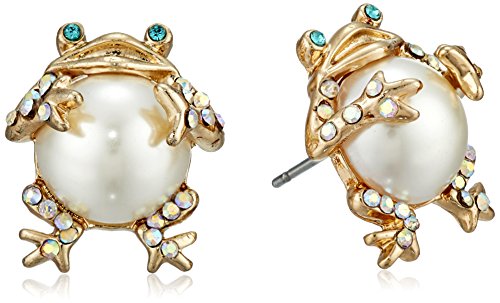 Betsey Johnson Pearl Critters Frog Stud Earrings Betsey Johnson Pearl Critters Frog Stud Earrings