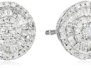 Amazon Collection Sterling Silver Diamond Round Stud Earrings (1/2 cttw)