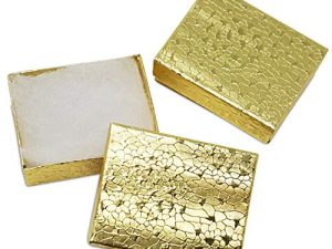 Mooca 100 Pcs Cotton Filled Cardboard Paper Gold Jewelry Box Gift Case #11