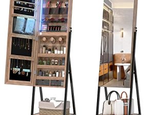 LVSOMT Freestanding Mirror with Jewelry Storage