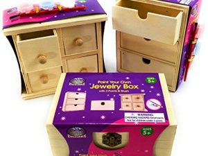 Matty's Toy Stop Design & Paint Your Own Wooden Jewelry Box Set with Mirror Jewelry Box