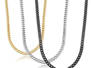 Jstyle Stainless Steel Link Curb Chain Necklace for Men Women 3 Pcs 3.5mm