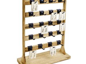 Ikee Design Wooden Jewelry Display Rack with 20 Hooks