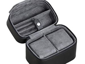 ROTHWELL 2 Watch Travel Case Storage Organizer for 2 Watches | Tough Portable Protection w/Zipper Fits All Wristwatches & Smart Watches Up to 50mm (Black/Grey)