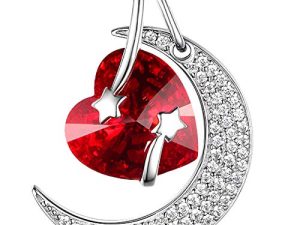 Christmas Birthday Gifts Women I Love You to the Moon and Back Half Moon Necklace Wife 925 Sterling Silver January February March Birthstones Garnet Amethyst Valentines Jewelry Gifts Her