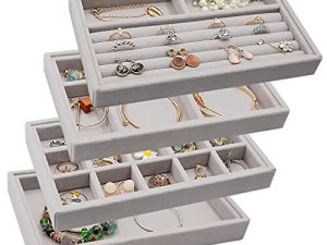 MINGRI Stackable Jewelry Organizer Trays Drawer Inserts