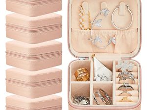 6 Pcs Travel Jewelry Case Jewelry Travel Organizer Small Jewelry Box Bridesmaid Gift Boxes Mini Storage Organizer Storage Box (Pink)