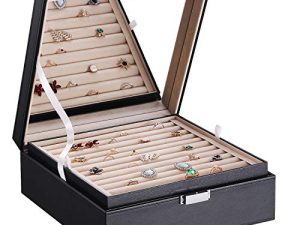BEWISHOME Ring Organizer and Earring Box Holder - 11 Ring Slots