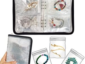 LingLingo Jewelry Organizer Travel Earring Case Box Transparent Jewelry Storage Book Clear Binder Zippered Bag For Necklace Bracelet Holder With Small anti tarnish Pouches