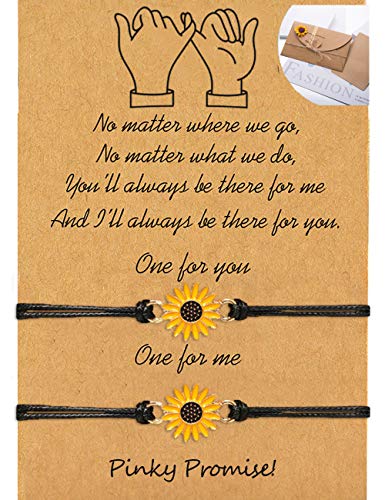DESIMTION Sunflower Pinky Promise Bracelets Best Friend Long Distance Friendship Gifts for Women Teen Girls DESIMTION Sunflower Pinky Promise Bracelets Best Friend Long Distance Friendship Gifts for Women Teen Girls