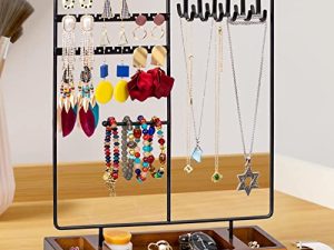 ULGWDMLS Necklace Holder Stand Earring Holder Jewelry Organizer Holder for Earring Necklace Bracelets Watches and Rings
