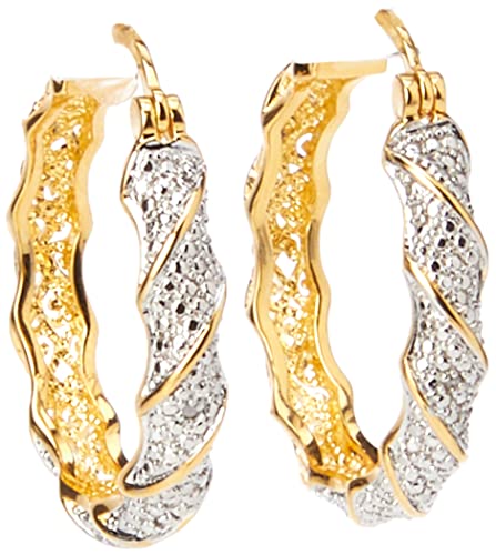 Amazon Collection Plated Bronze Diamond Accent Twisted Hoop Earrings Amazon Collection Plated Bronze Diamond Accent Twisted Hoop Earrings