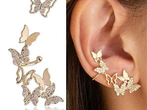 1 Pair Fashion Women Full Drill Hollow Ear Bone Clip Asymmetrical Jewelry Clip Earrings Accessories Fashion Design