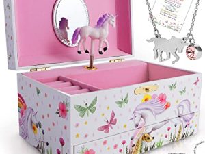 ABI + OLIE Unicorn Jewelry Box for Girls - Little Girls Jewelry Box - Unicorn Music Box for Girls - Unicorn Musical Jewelry Box - A beautiful Unicorn Gift for Girls