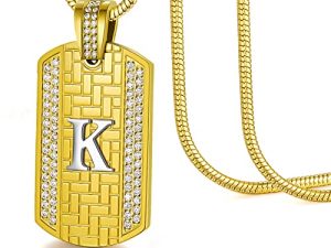 ETEVON 18K Gold Plated Initial Necklace