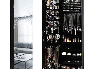 Giantex Wall Door Mounted Jewelry Armoire Cabinet with 47.5"H Full Length Mirror