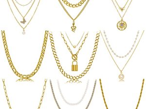 9PCS Gold Layered Chain Necklace for Women Girls