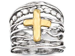 Ross-Simons Sterling Silver and 14kt Yellow Gold Multi-Row Ring