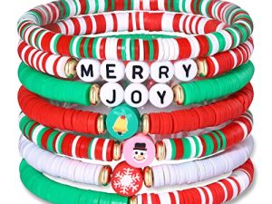 FAERLIIRY Preppy Beaded Bracelets Heishi Stretch Bracelet for Woman Colorful Stack Ball surfer Beach Bracelet Preppy Bracelets Preppy Jewelry