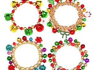 ARATLENCH Christmas Jingle Bell Bracelet Colorful Bow Snowman Xmas Tree Beaded Chram Stretch Bracelet Novelty Christmas Holiday Jingle Bells Bracelets Set for Women Girls