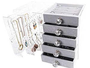 Frebeauty Acrylic Jewelry Box Clear Earring Organizer Storage Boxes