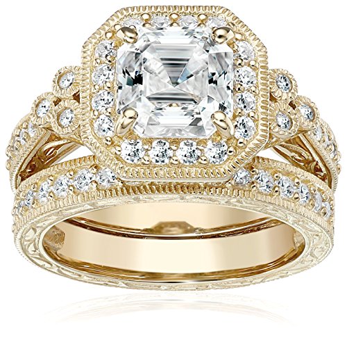 Amazon Collection Platinum or Gold Plated Sterling Silver Infinite Elements Zirconia Antique Ring Set Amazon Collection Platinum or Gold Plated Sterling Silver Infinite Elements Zirconia Antique Ring Set